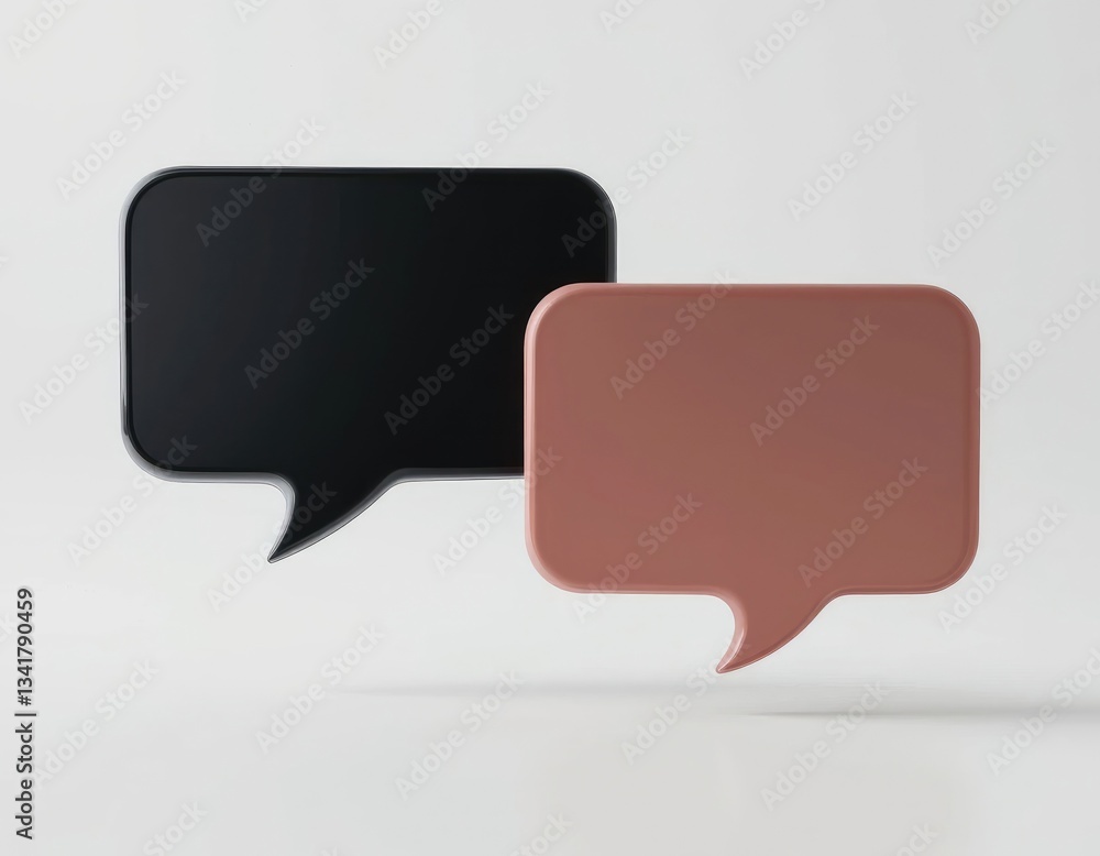 Fototapeta premium Communicating with Speech Bubbles in Black and Rose Gold, Illustration
