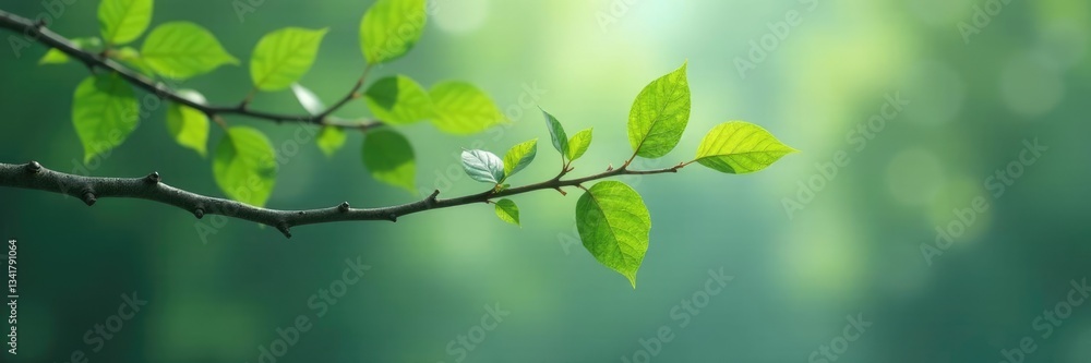 Long and slender branch with few leaves hanging, solitary, natural Long and slender branch with few leaves hanging, solitary, natural