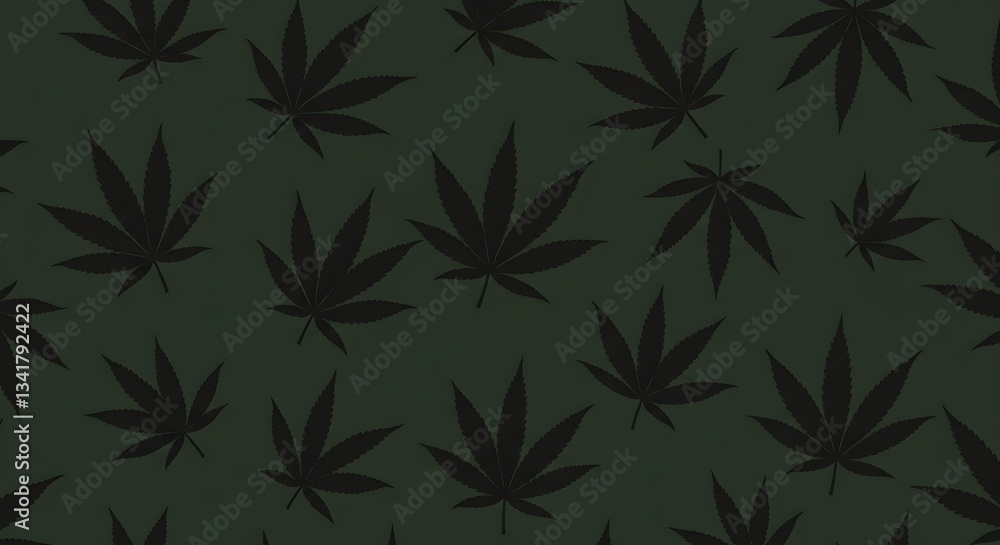 custom made wallpaper toronto digitalDark Green Cannabis Leaf Pattern