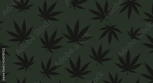 Wallpaper Mural Dark Green Cannabis Leaf Pattern Torontodigital.ca
