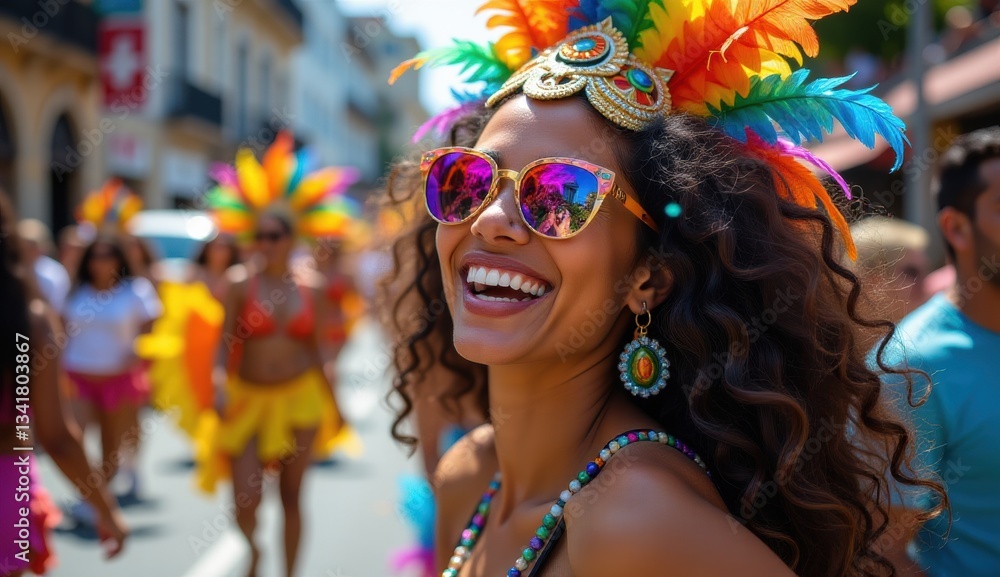 Vibrant Carnival Celebration With Colorful Costumes and Smiling Faces Vibrant Carnival Celebration With Colorful Costumes and Smiling Faces