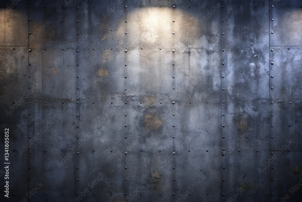 A Weathered Steel Wall, Subtly Illuminated, Evokes A Sense Of Aged Industrial Strength And Quiet Resilience Under Soft Spotlights A Weathered Steel Wall, Subtly Illuminated, Evokes A Sense Of Aged Industrial Strength And Quiet Resilience Under Soft Spotlights
