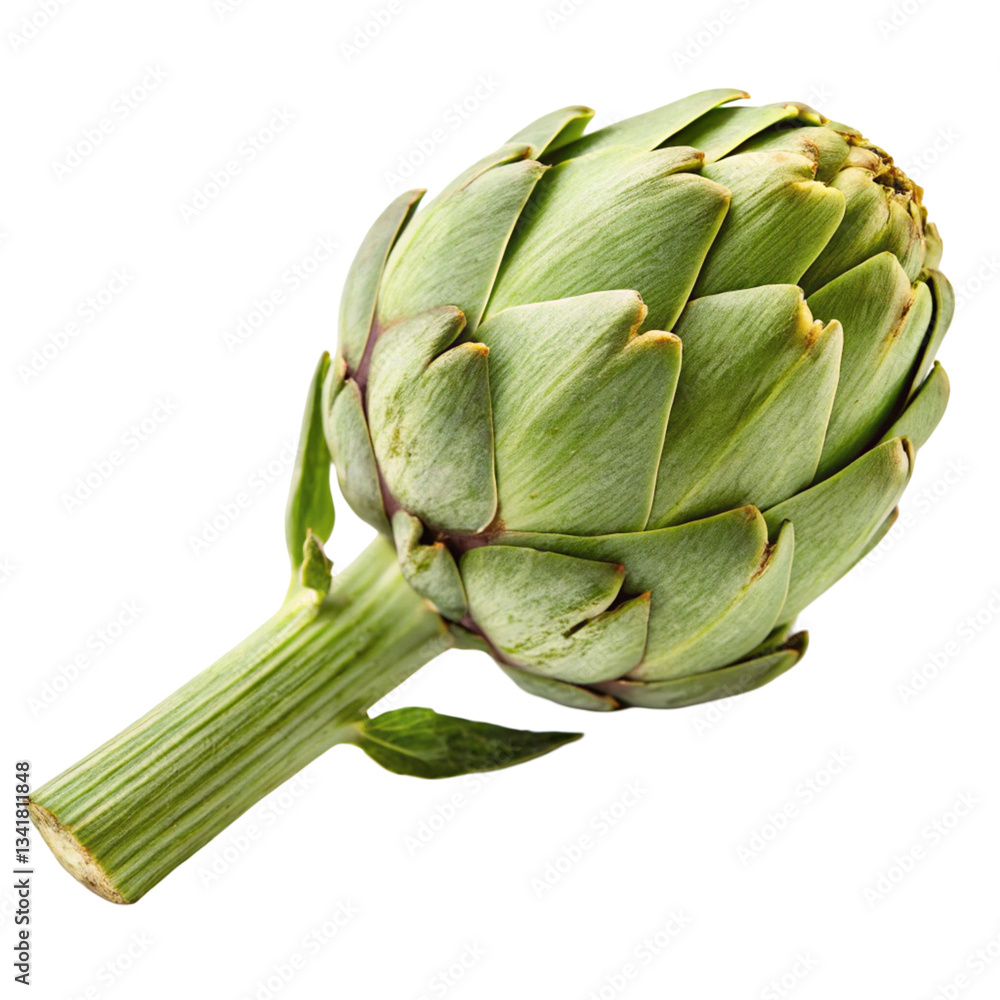 Obraz premium Closeup of a fresh artichoke isolated on transparent background 