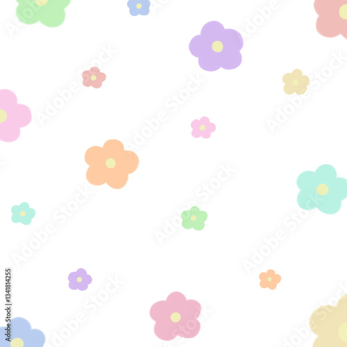 Cute pastel colored flower decorative paper background