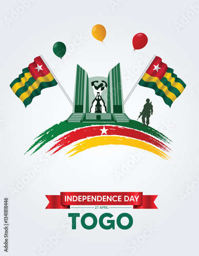 Togo Independence Day 27 April brush stroke with landmark vector poster