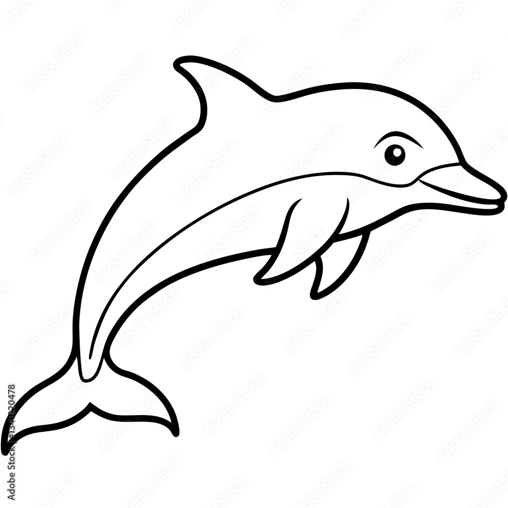 Elegant Dolphin Outline Illustration Elegant Dolphin Outline Illustration