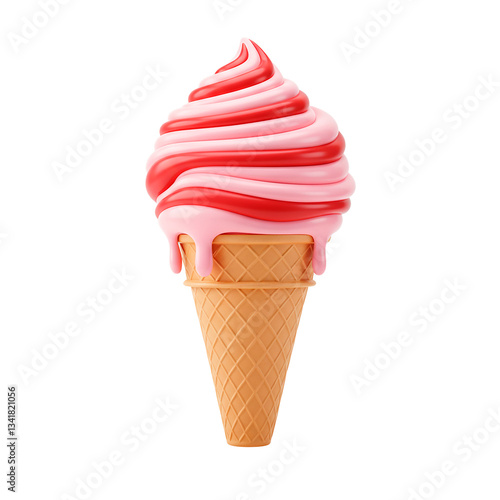 3d illustration of a delicious strawberry ice cream