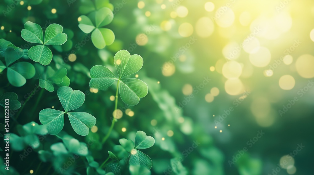 Vibrant Green Clover Wreath with Golden Accents, Symbolizing Luck and Nature's Beauty