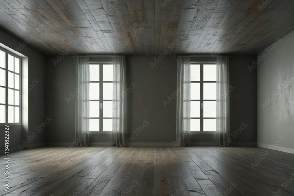 Fototapeta premium empty room with wooden floor