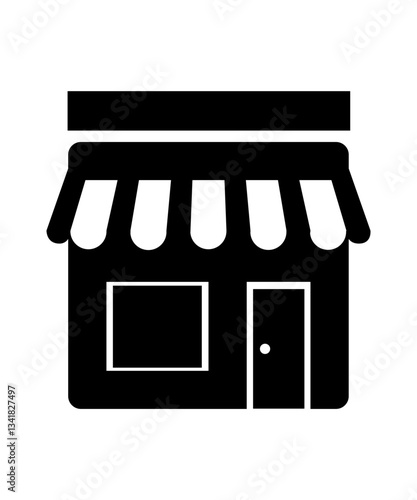 Grocery store icon filled with black