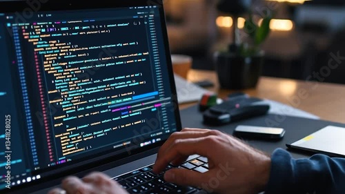 Coding on Laptop at Home