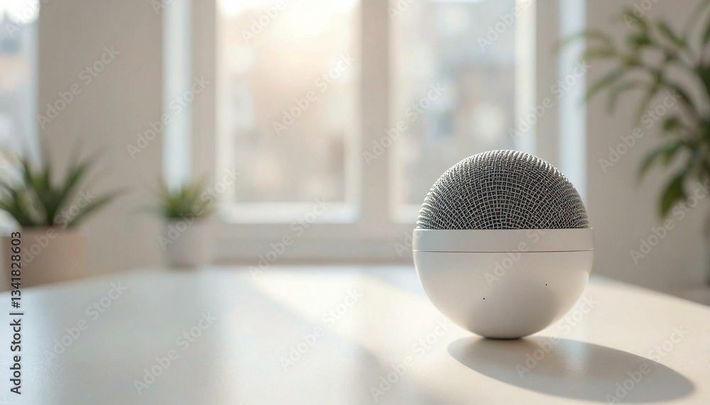 Fototapeta premium Orb Microphone in Minimalist Studio