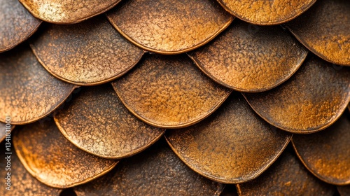 Wallpaper Mural Close-Up of Metallic Scales with Textured Bronze Finish Torontodigital.ca