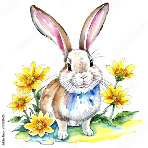 Cute fluffy rabbit. Easter holiday concept