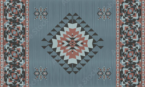 American tribal ethnic native pattern.Traditional Navajo,Aztec,Apache,Southwest and Mexican style fabric pattern.Abstract vector motifs pattern.For fabric,clothing,blanket,carpet,woven,wrap,decoration