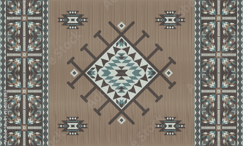 American tribal ethnic native pattern.Traditional Navajo,Aztec,Apache,Southwest and Mexican style fabric pattern.Abstract vector motifs pattern.For fabric,clothing,blanket,carpet,woven,wrap,decoration