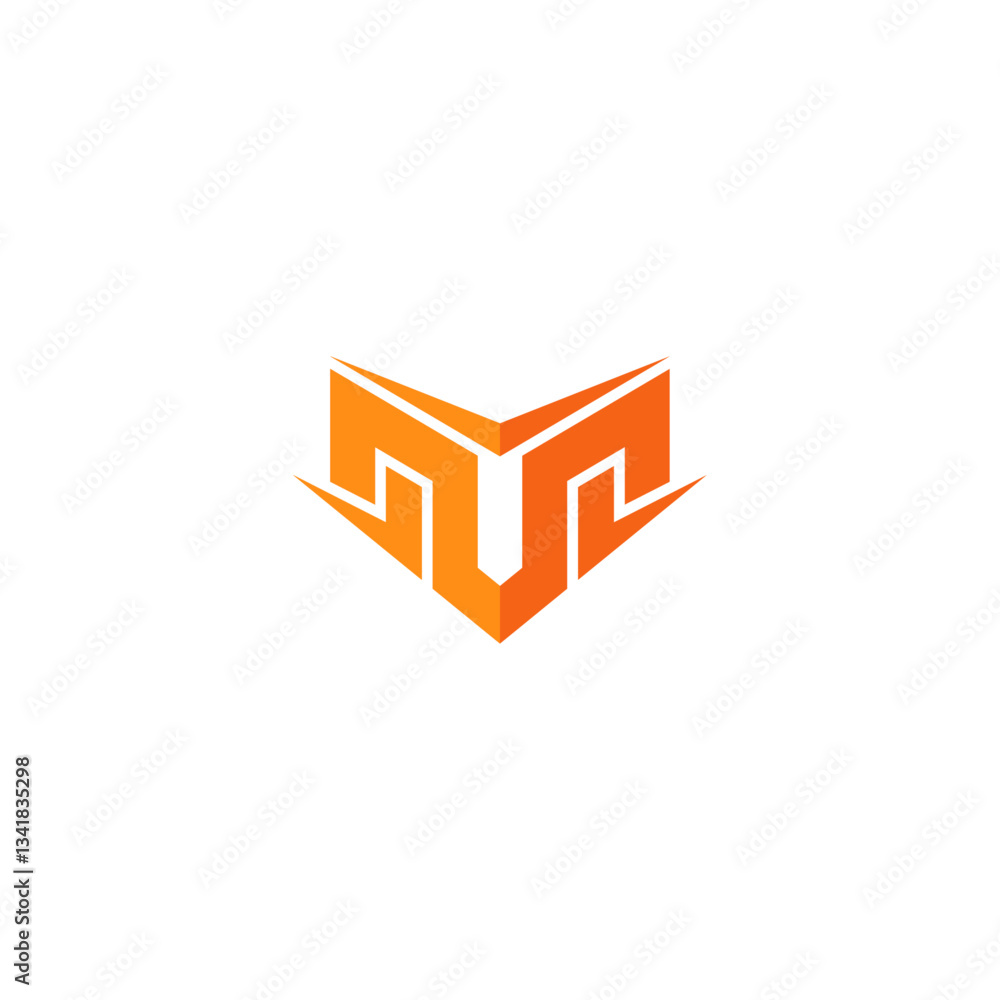 Fototapeta premium letter m logo with shield concept shape in orange color flat design style