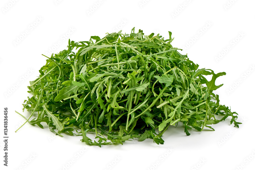 Fresh Arugula Leaves, Isolated on White Background. Fresh Arugula Leaves, Isolated on White Background.