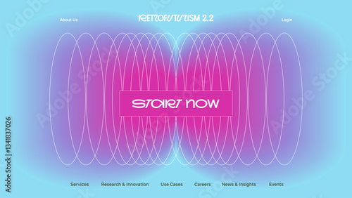 Abstract Retro futurism style background, Web design. Trendy Bold Minimalism aesthetics for web hero section. Colorful mix. Concept for first screen with blur Vibrant Gradient. Pink color. Blend 