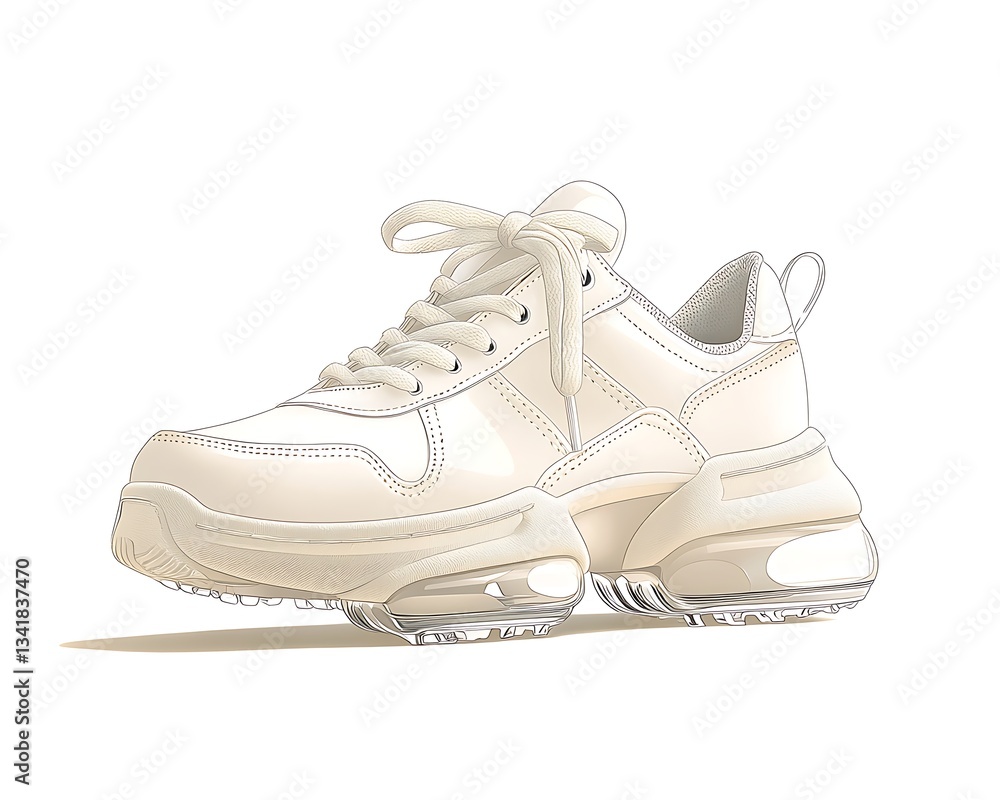 Cream Sneaker Design for Studio Shot. Cream Sneaker Design for Studio Shot.