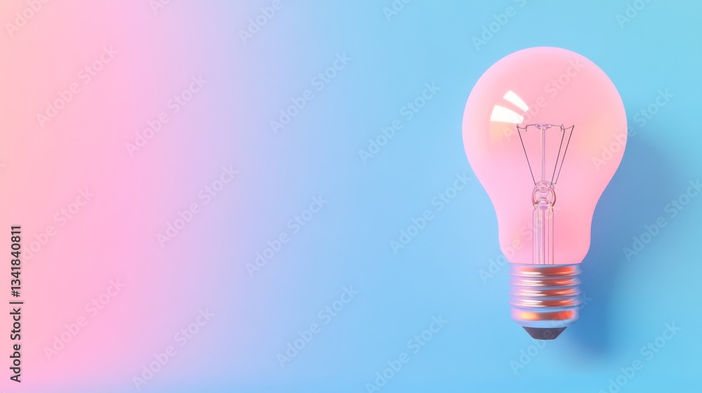 Pink Lightbulb on Pastel Background 3D Render, Idea Concept, Inspiration, Bulb Lightbulb, Pastel Pink Lightbulb on Pastel Background 3D Render, Idea Concept, Inspiration, Bulb Lightbulb, Pastel