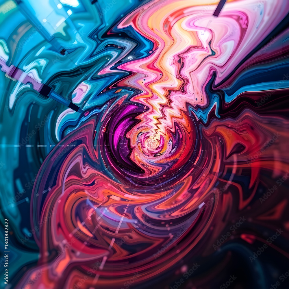 A vibrant abstract composition with swirling colors and geometric shapes art illustration design A vibrant abstract composition with swirling colors and geometric shapes art illustration design
