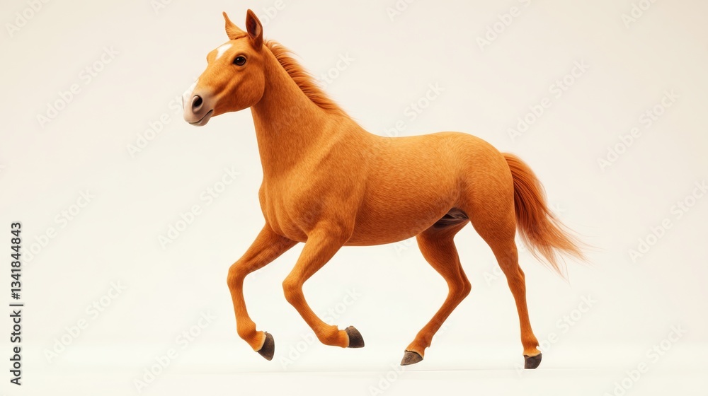 3D Render of a Chestnut Horse in Motion, Digital Art, Equine, Animal. Horse, 3D rendering 3D Render of a Chestnut Horse in Motion, Digital Art, Equine, Animal. Horse, 3D rendering