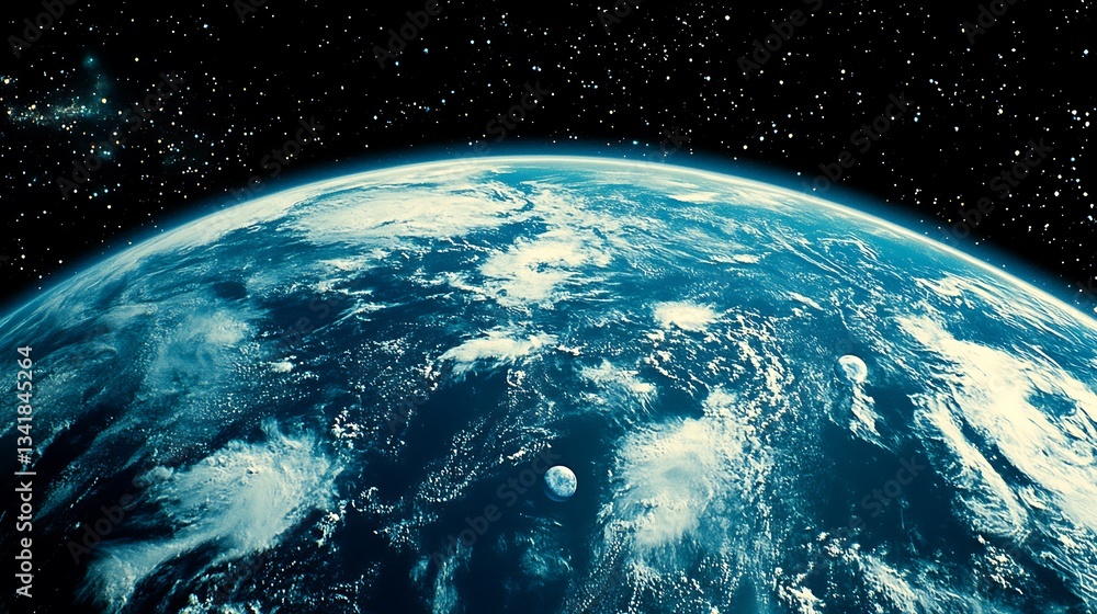Obraz premium A beautiful view of earth and space with stars above