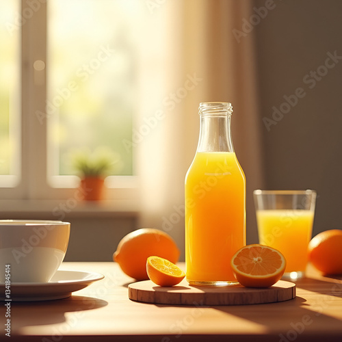 breakfast with orange juice and croissant