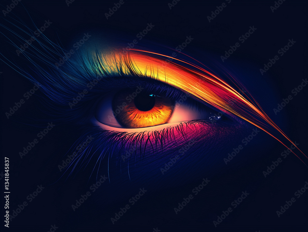Fototapeta premium Dynamic eye close-up artistic rendering abstract environment symmetrical viewpoint exploring perception and emotion
