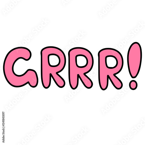 Tableau sur toile Grrr lettering, pink, growl illustration