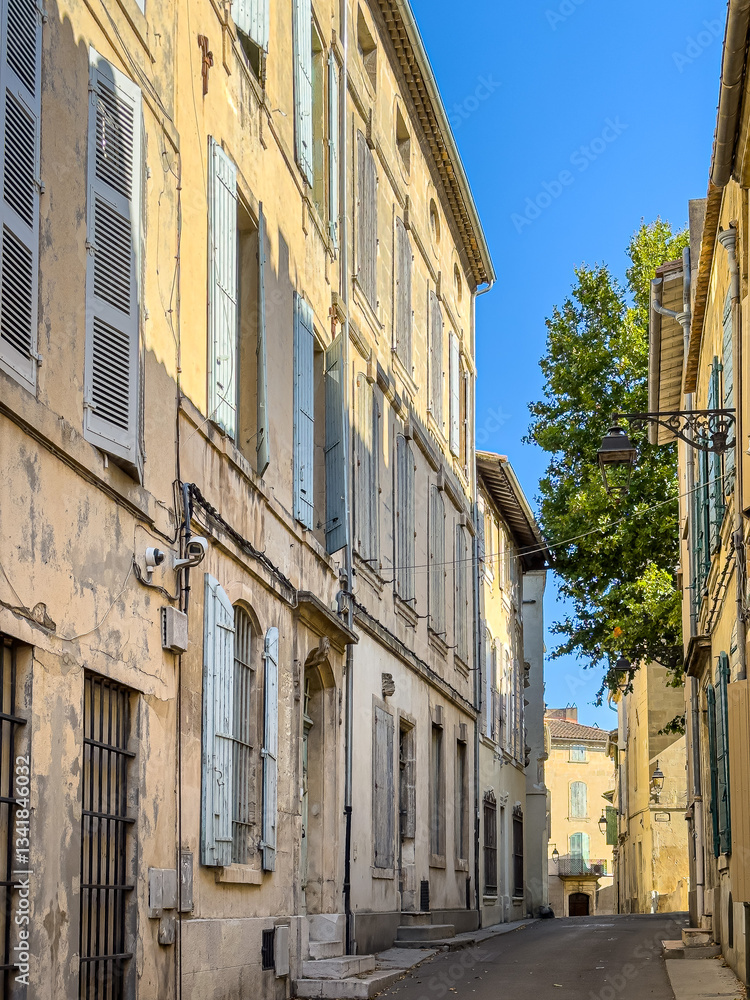 Street view of old village Arles in France