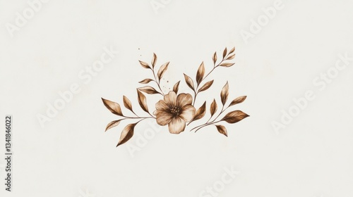 Delicate floral design in muted tones.  Soft, elegant arrangement of blossoms and leaves