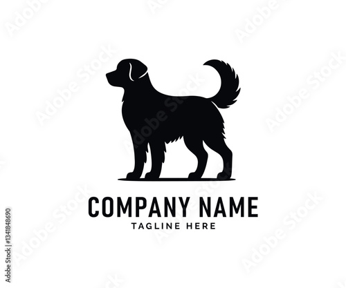 Dog Logo Design. Black Dog Silhouette, Canine Profile, Elegant Design, Pet Logo, Simple Graphic, Vector