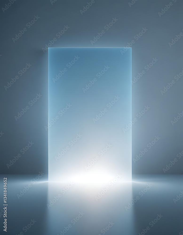 Fototapeta premium Blue frosted square frame with glowing edges