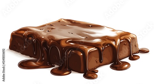 Decadent Chocolate Delight: A luscious square of rich, dark chocolate, generously drizzled with glossy, melted chocolate, an irresistable image of pure indulgence