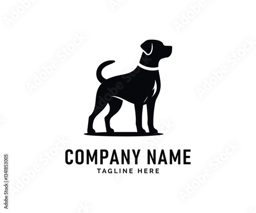 Dog Logo Design. Black Dog Silhouette, Canine Logo, Pet Graphic, Loyal Companion, Standing Posture, Elegant Design