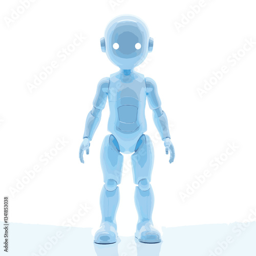 Futuristic holographic robotic avatar in minimalist design, technology concept