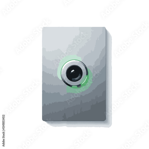 High-tech iris scanner on minimalist access panel, security innovation