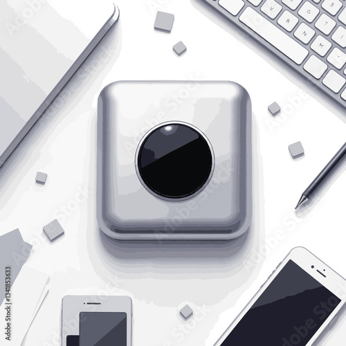 Sleek digital fingerprint unlock device on modern office desk, security