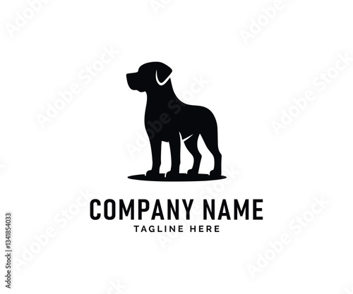 Dog Logo Design. Black Dog Silhouette Logo Design, Canine Company Brand