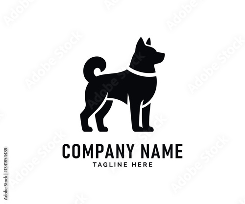 Dog Logo Design. Black Dog Silhouette, Canine Icon, Pet Logo, Simple Design, Alert Posture, Loyal Companion