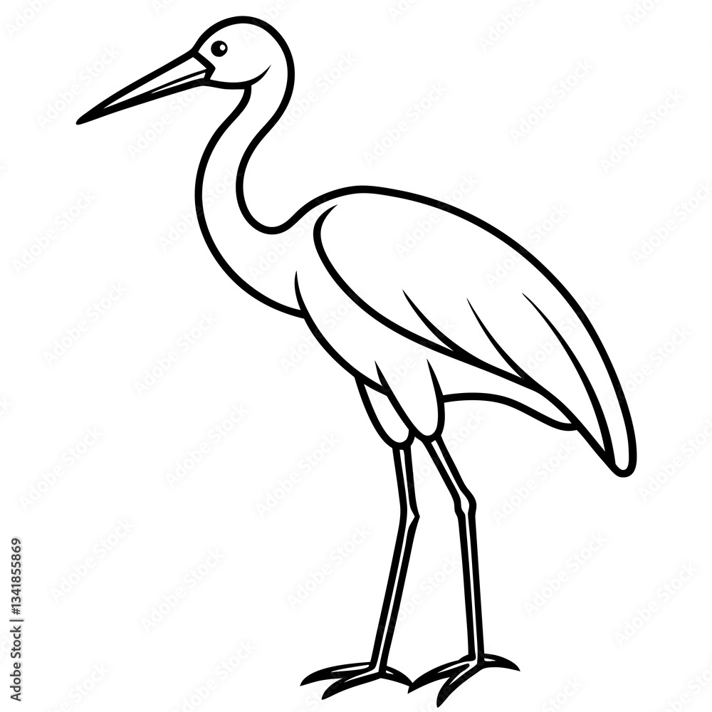 Fototapeta premium Elegant Stork Outline Illustration