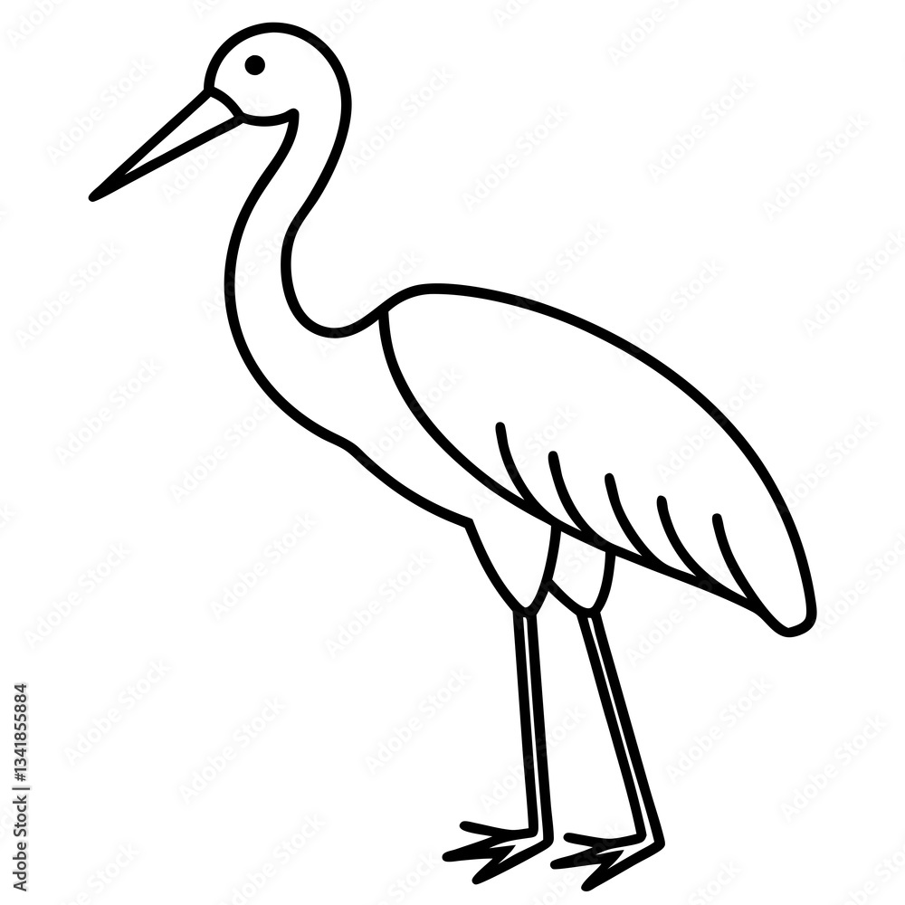 Fototapeta premium Elegant Stork Outline Illustration