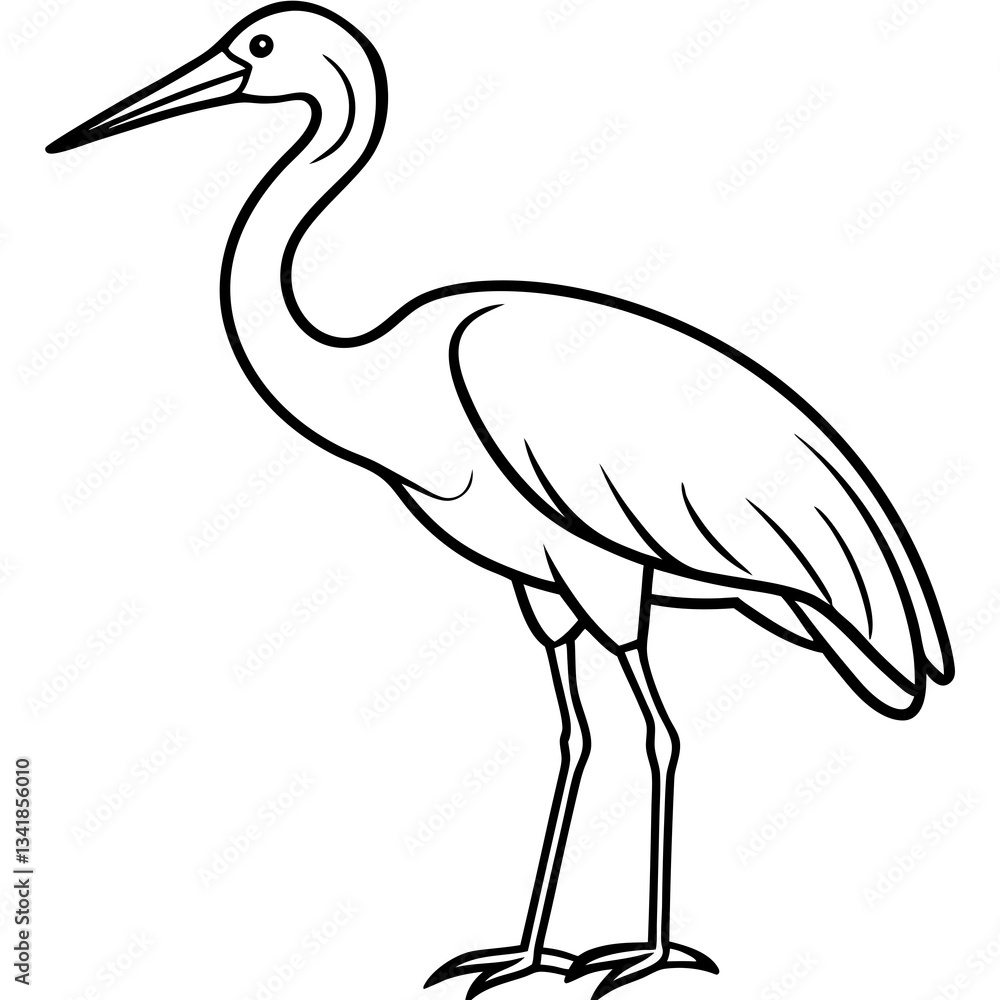 Obraz premium Elegant Stork Outline Illustration