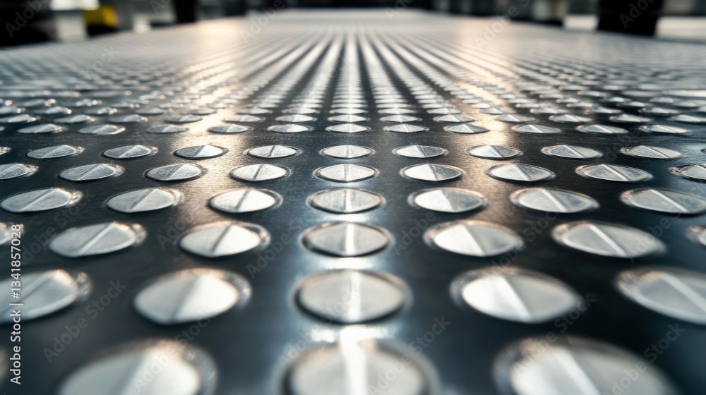 Fototapeta premium Close-Up View of Metal Surface with Patterned Circular Rivets