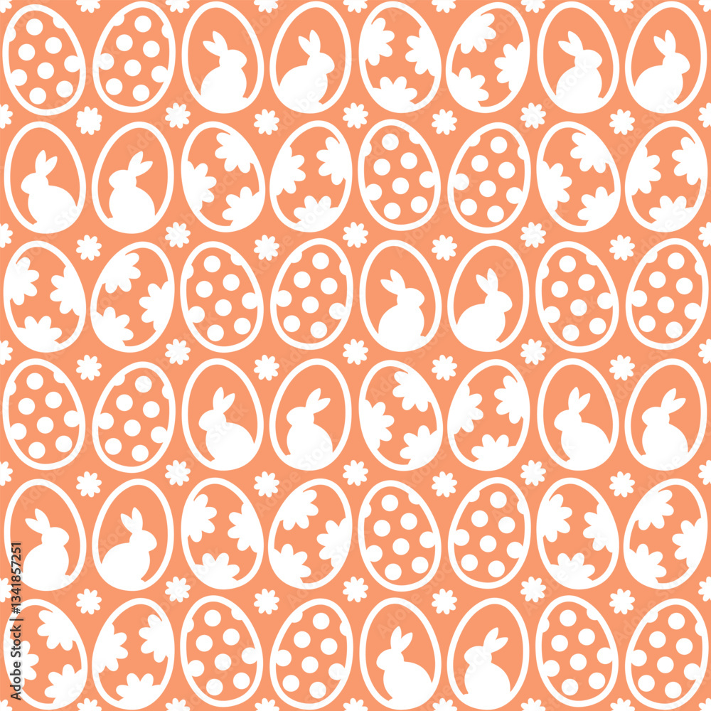 egg hunt seamless pattern, Easter eggs repetition, monochrome design for Christmas postcards, wrapping paper, curtains, tablecloths or bedding, vector illustration egg hunt seamless pattern, Easter eggs repetition, monochrome design for Christmas postcards, wrapping paper, curtains, tablecloths or bedding, vector illustration