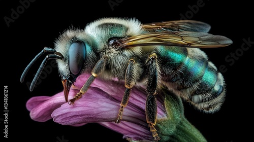 close up of bee on the flower, bee on flower in the nature