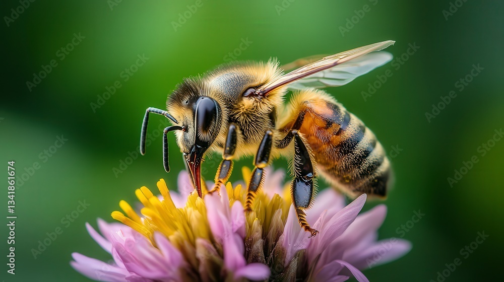 close up of bee on the flower, bee on flower in the nature close up of bee on the flower, bee on flower in the nature