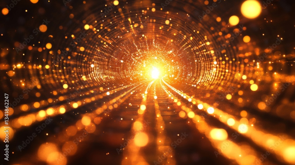 Fototapeta premium Golden Glitter Tunnel Abstract Background
